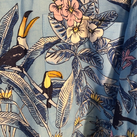 Caribbean Hawaiian Shirt Size 4XB Size Blue Floral Button Up Tuscan Birds,Soft - Picture 11 of 11